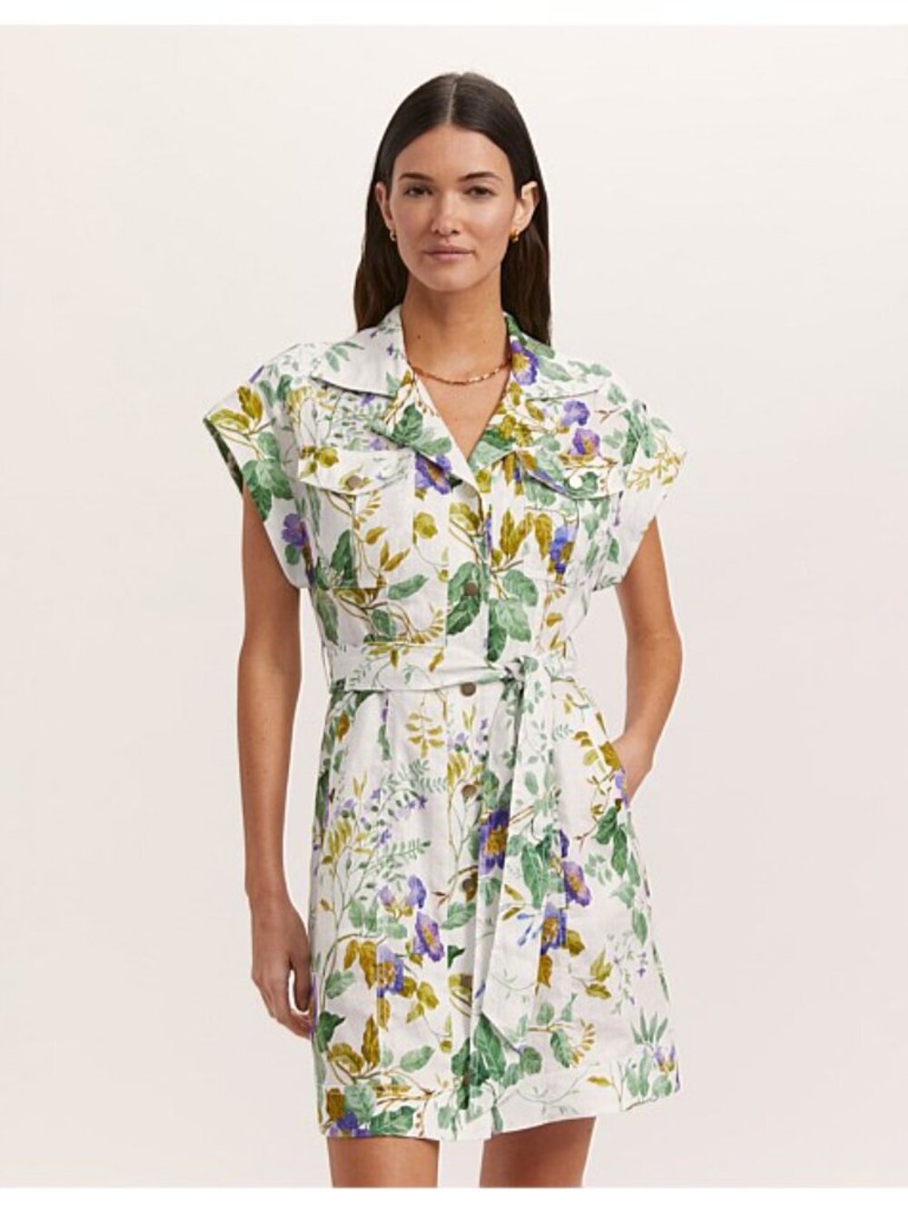 SABA Wildflower Linen Mini Dress Size 4